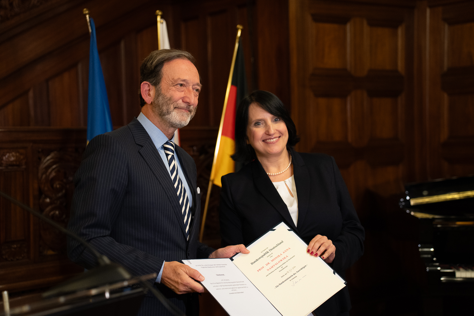 German Ambassador to Poland, Viktor Elbling and the Honorary German Consul, Prof. Namysłowska