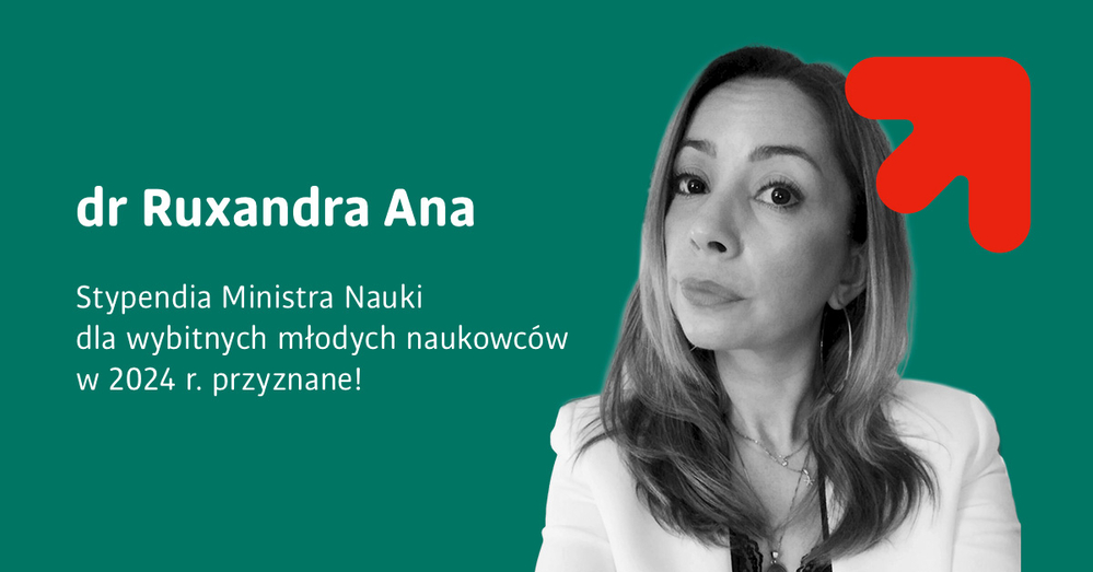 Portrait photos of Dr Ruxandra Ana and the inscription Scholarships of the Minister of Science for outstanding young scientists in 2024 awarded! Portrait photos of Dr Ruxandra Ana and the inscription Scholarships of the Minister of Science for outstanding young scientists in 2024 awarded!