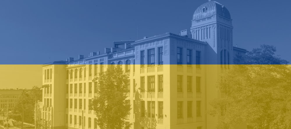 Rektorat UŁ w kolorach flagi Ukrainy