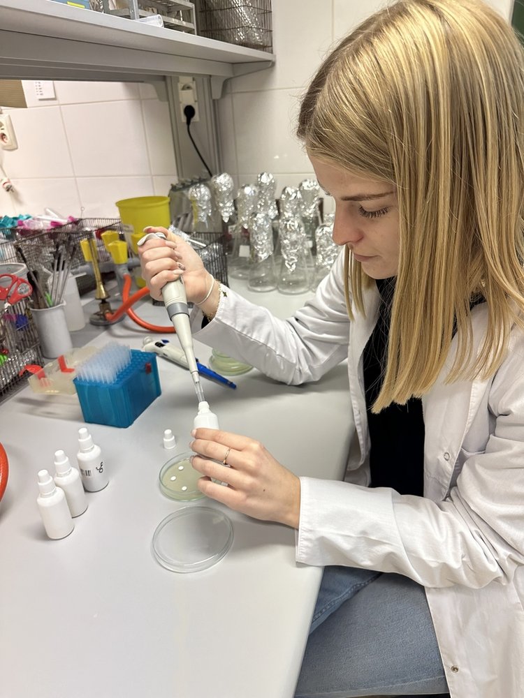 a female student working in a laboratory