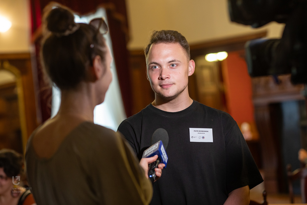 Piotr Rembowski is giving an interview Piotr Rembowski is giving an interview