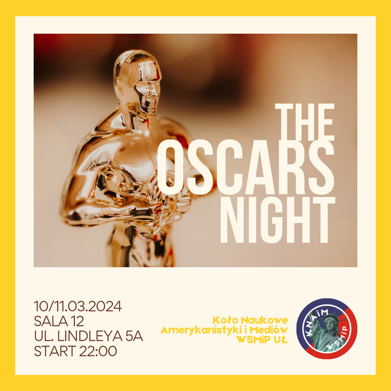 An information poster of the event showing the silhouette of the film Oscar and text An information poster of the event showing the silhouette of the film Oscar and text