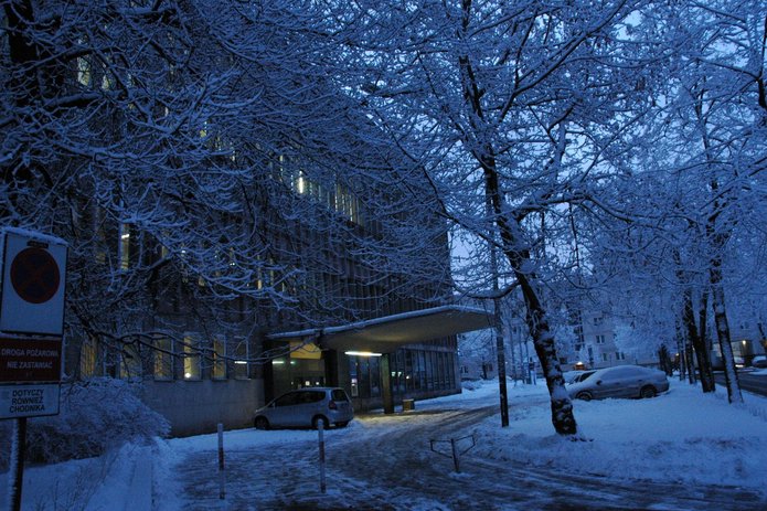 University of Lodz Library, winter evening