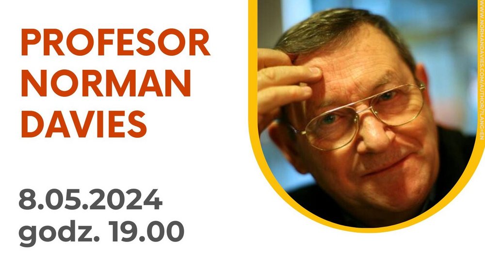 A poster inviting to take part in a meeting with Norman Davies