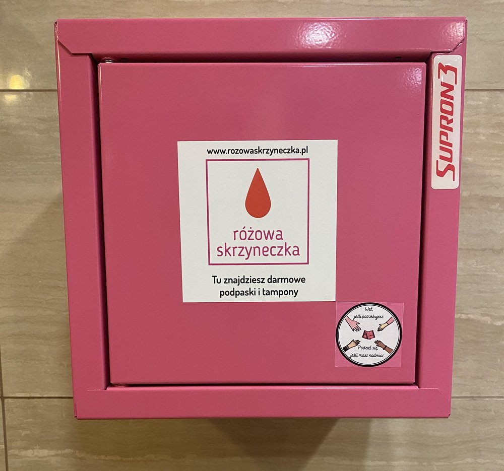 a pink box on the wall