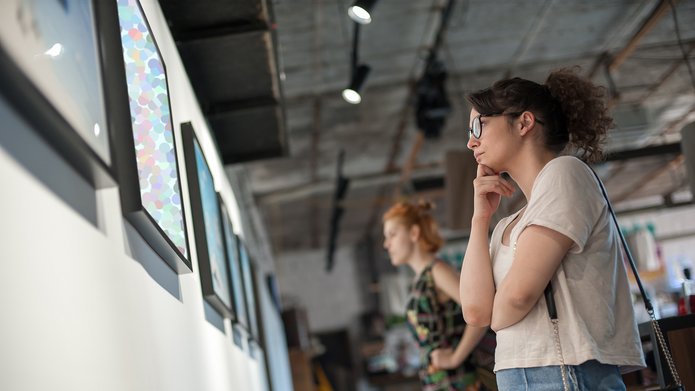 a woman at the museum