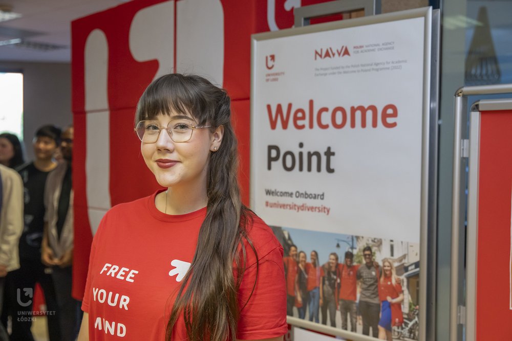 a student at the official opening of the Welcome Point 