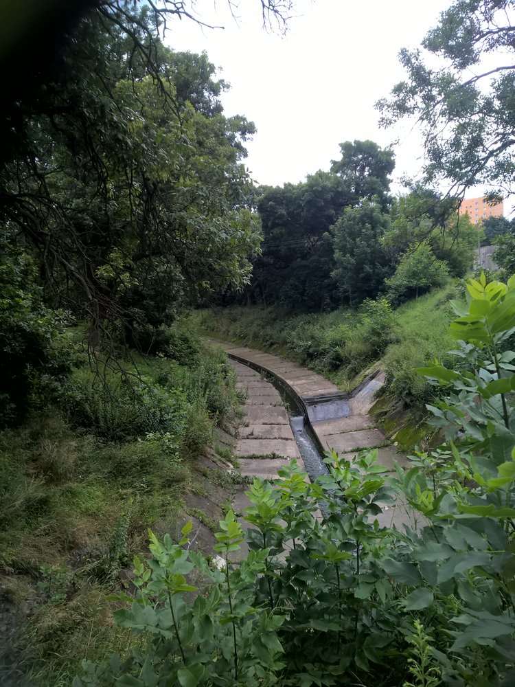 Jasień River in a concrete bed