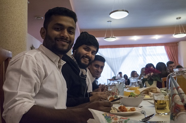 international students of the University of Lodz at a Christmas table